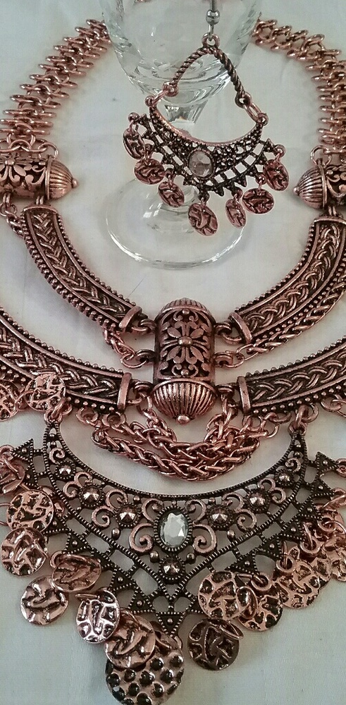 Coppertoned Cleopatra Necklace/Earring Set
